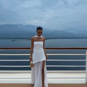 White Monaco Dress with Scarf